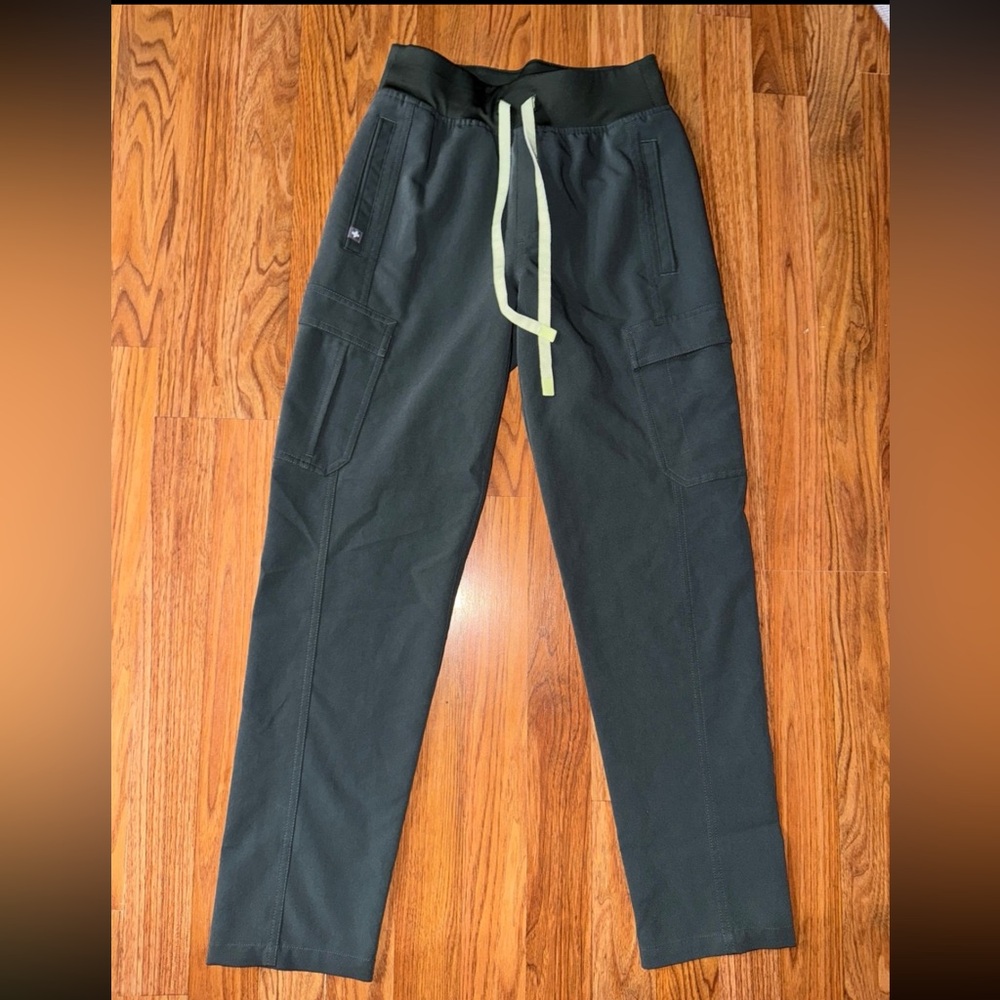 Figs Women's Black Scrub Jogger Pants with Lime Drawstring